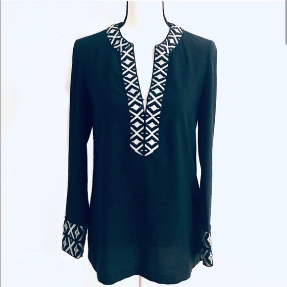 SALE! Tory Burch Navy Tunic With Tribal Embroidery - Picture 2 of 8